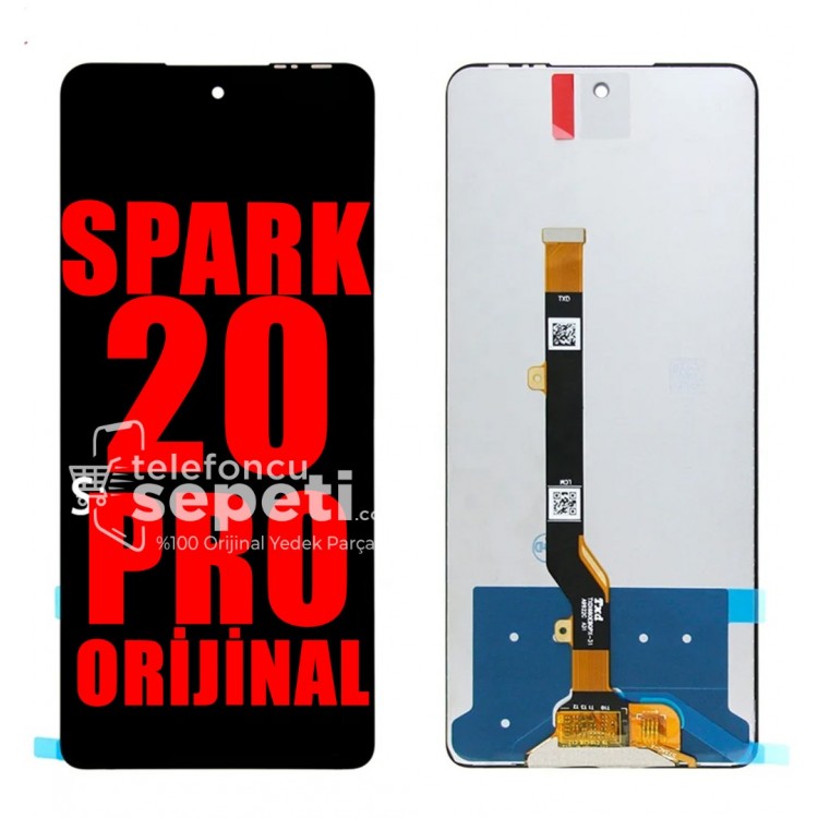 Tecno Spark 20 Pro Ekran Dokunmatik Siyah Çıtasız %100 Orijinal