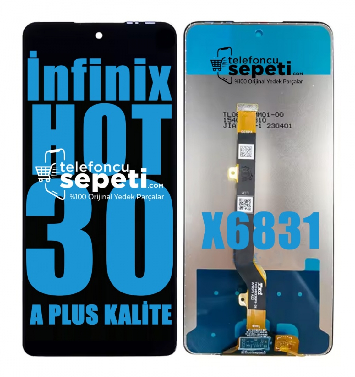 İnfinix Hot 30 Ekran Dokunmatik Siyah Çıtasız A Plus Kalite