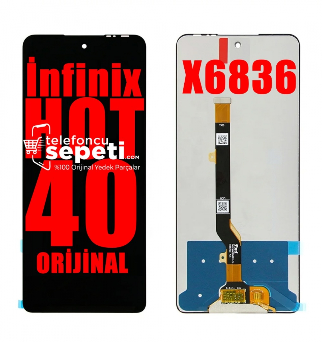 İnfinix Hot 40 Ekran Dokunmatik Siyah Çıtasız %100 Orijinal