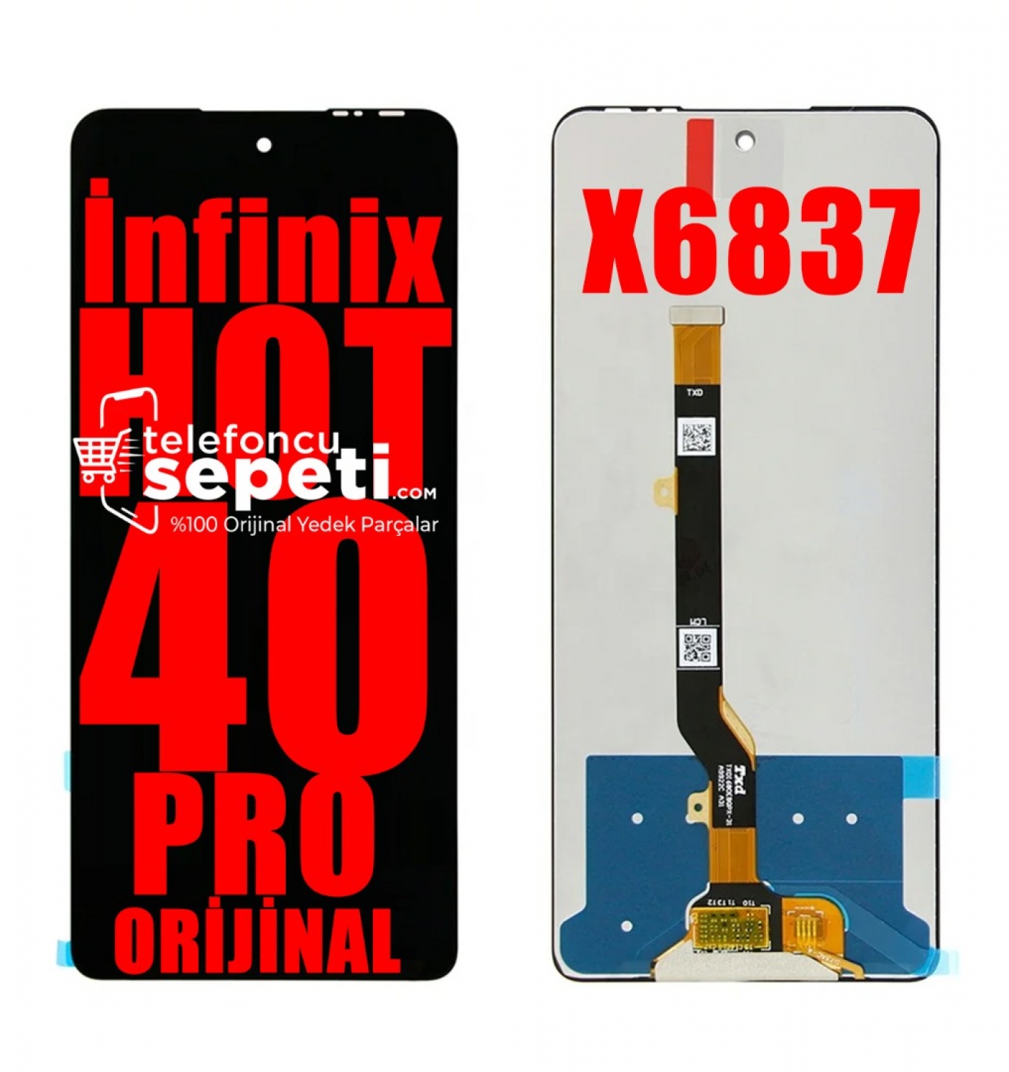 İnfinix Hot 40 Pro Ekran Dokunmatik Siyah Çıtasız %100 Orijinal