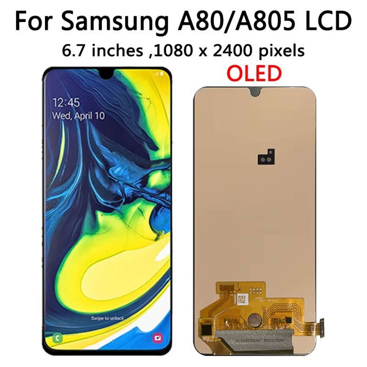 Samsung Galaxy A80 A805 Ekran Dokunmatik Siyah Çıtasız Oled Üstün Kalite