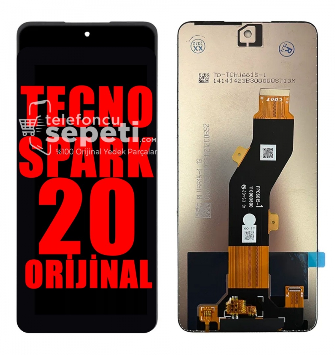 Tecno Spark 20 Ekran Dokunmatik Siyah Çıtasız %100 Orijinal