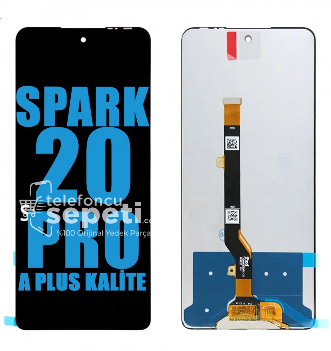 Tecno Spark 20 Pro Ekran Dokunmatik Siyah Çıtasız A Plus Kalite