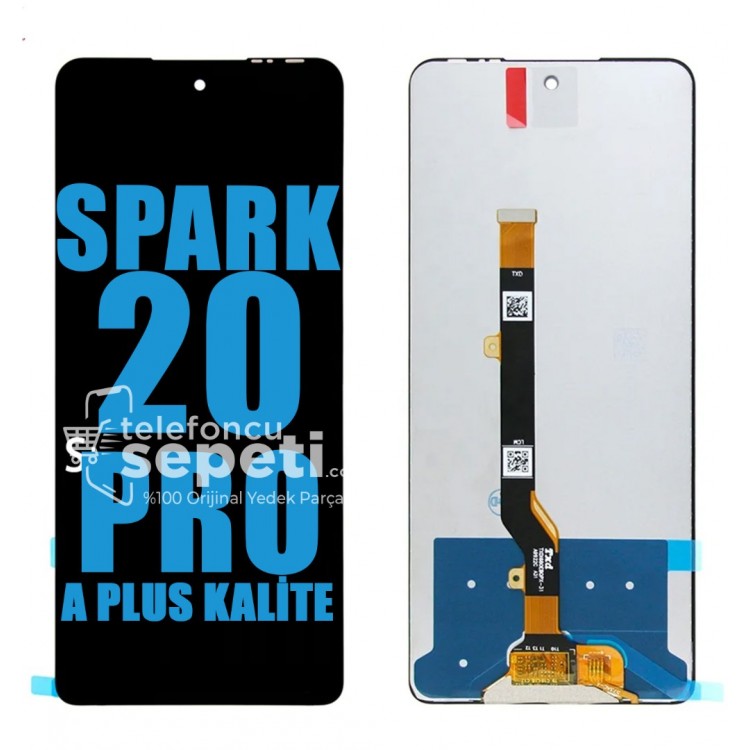 Tecno Spark 20 Pro Ekran Dokunmatik Siyah Çıtasız A Plus Kalite