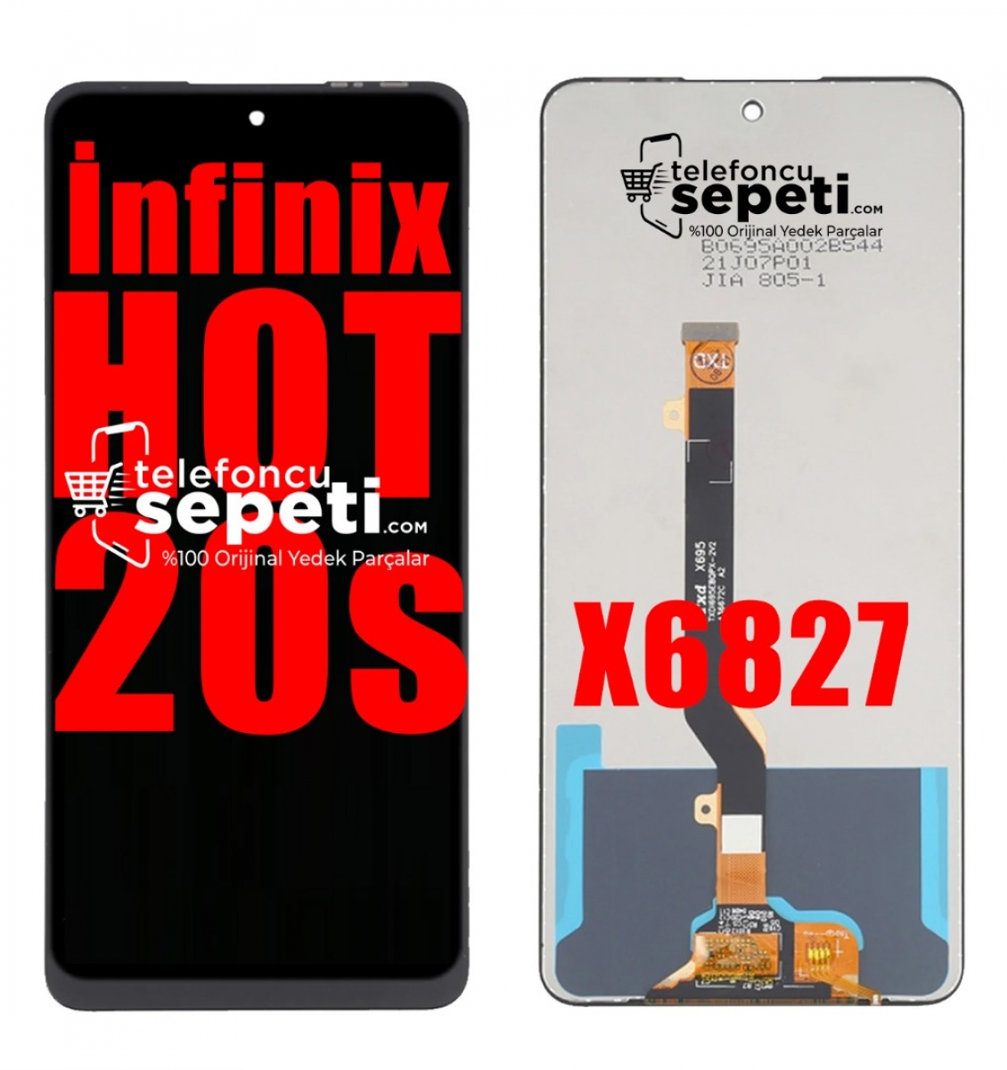 İnfinix Hot 20s Ekran Dokunmatik Siyah Çıtasız %100 Orijinal