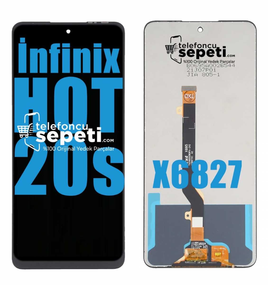İnfinix Hot 20s Ekran Dokunmatik Siyah Çıtasız A Plus Kalite