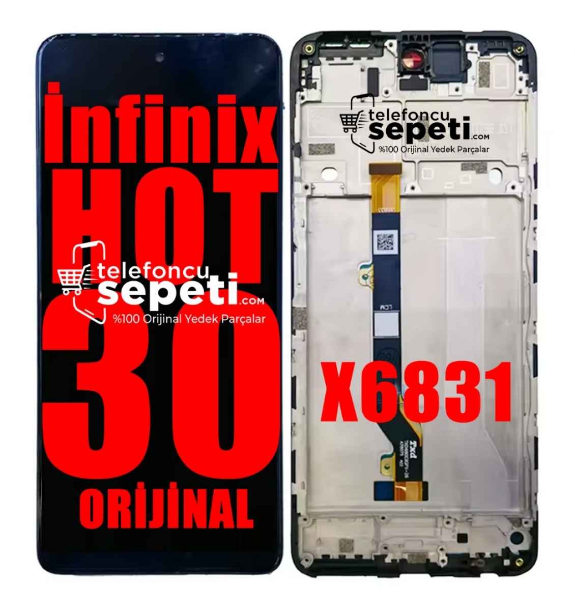 İnfinix Hot 30 Ekran Dokunmatik Siyah Çıtalı %100 Orijinal