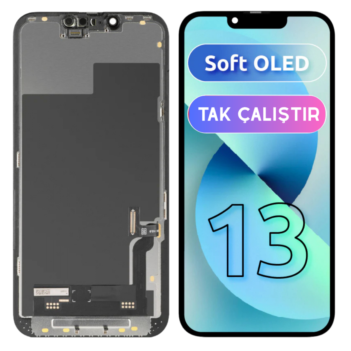 İphone 13 için Ekran Dokunmatik Soft Oled Tak Çalıştır Ekran
