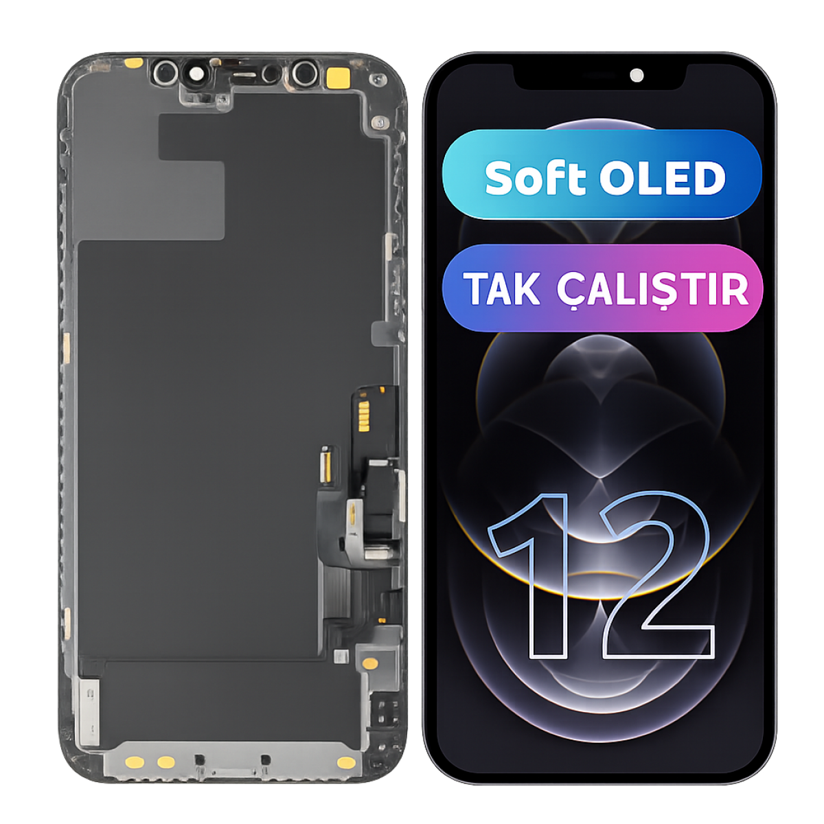 İphone 12 Pro için Ekran Dokunmatik Soft Oled Tak Çalıştır Ekran