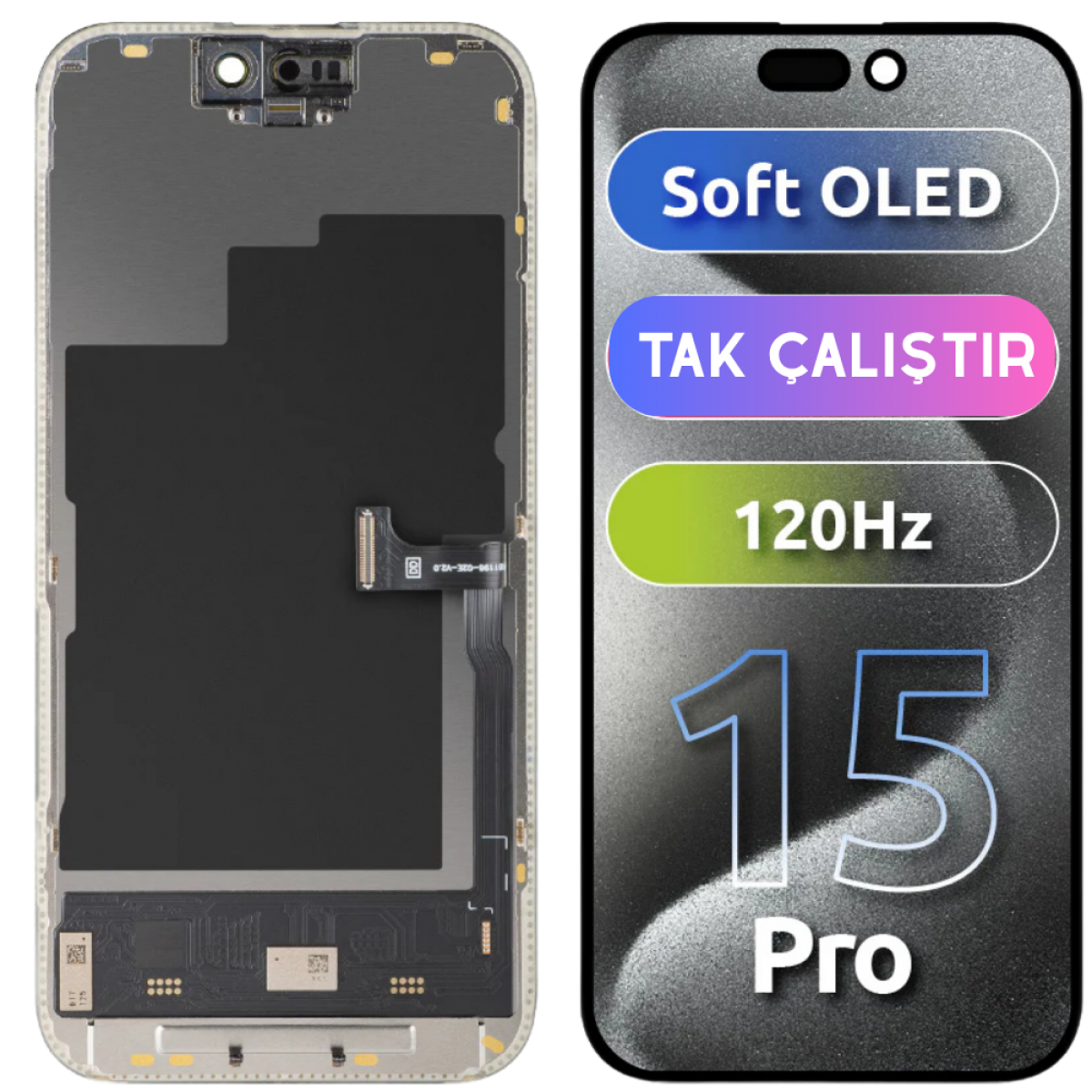 İphone 15 Pro için Soft Oled Ekran Dokunmatik Tak Çalıştır Ekran