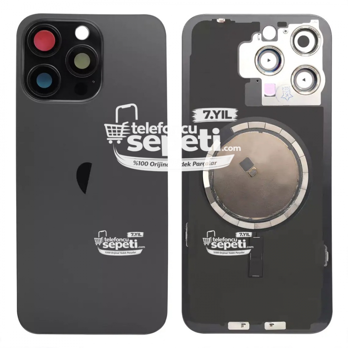 İphone 15 Pro Max Arka Kapak Siyah Titanyum Full Set