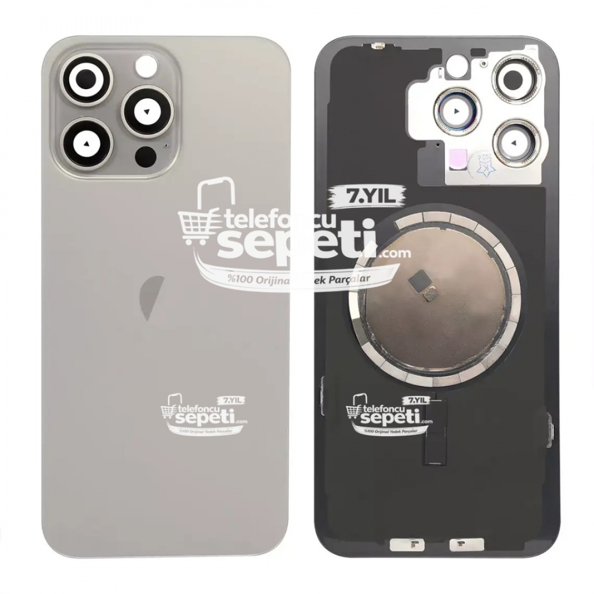 İphone 15 Pro Max Arka Kapak Naturel Titanyum Full Set