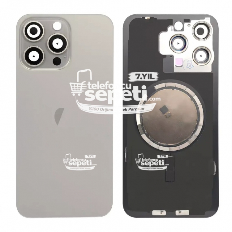 İphone 15 Pro Max Arka Kapak Naturel Titanyum Full Set