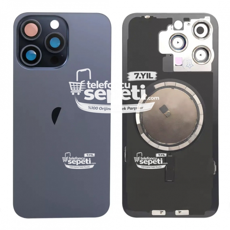 İphone 15 Pro Max Arka Kapak Mavi Titanyum Full Set