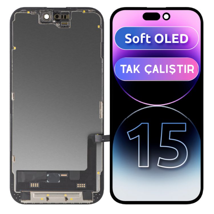 İphone 15 için Soft Oled Ekran Dokunmatik Tak Çalıştır Ekran