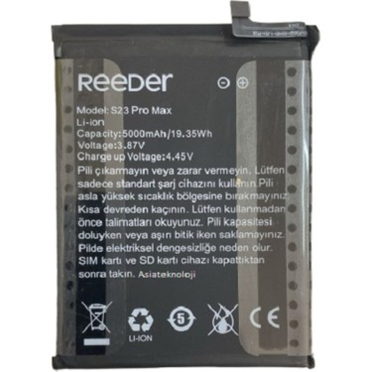 Reeder S23 MAX PRO Batarya Pil Orjinal Mah Logosuz Ürün