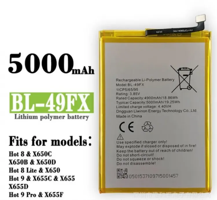 Infinix SMART 5 Batarya Pil Orijinal Kapasite Logosuz Ürün BL-49FX (1. Kalitedir)