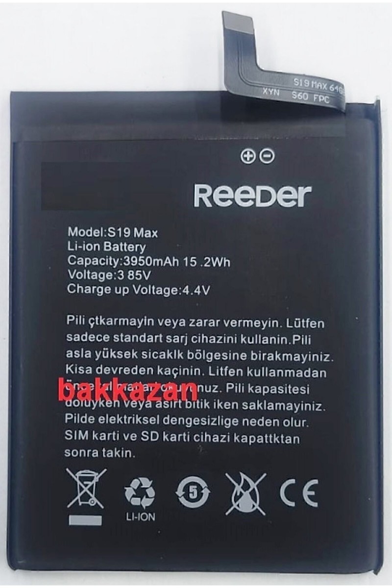 Reeder S19 MAX Batarya Pil Orjinal Mah Logosuz Ürün Reeder S19 MAX Batarya Pil Orjinal Mah Logosuz Ürün
