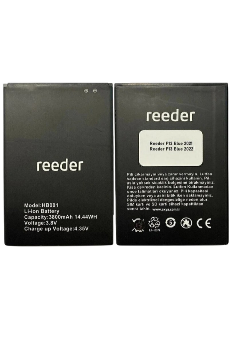 Reeder P13 BLUE BLUE 2022 Batarya Pil Orjinal Mah Logosuz Ürün