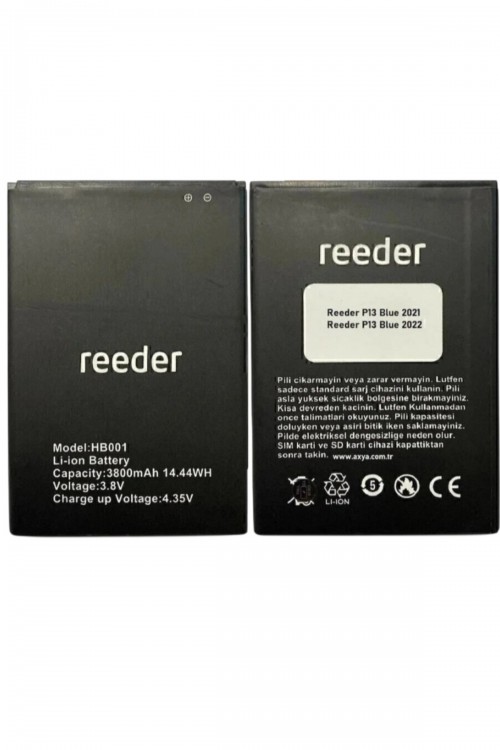 Reeder P13 BLUE BLUE 2022 Batarya Pil Orijinal Kapasite Logosuz Ürün (1. Kalitedir)
