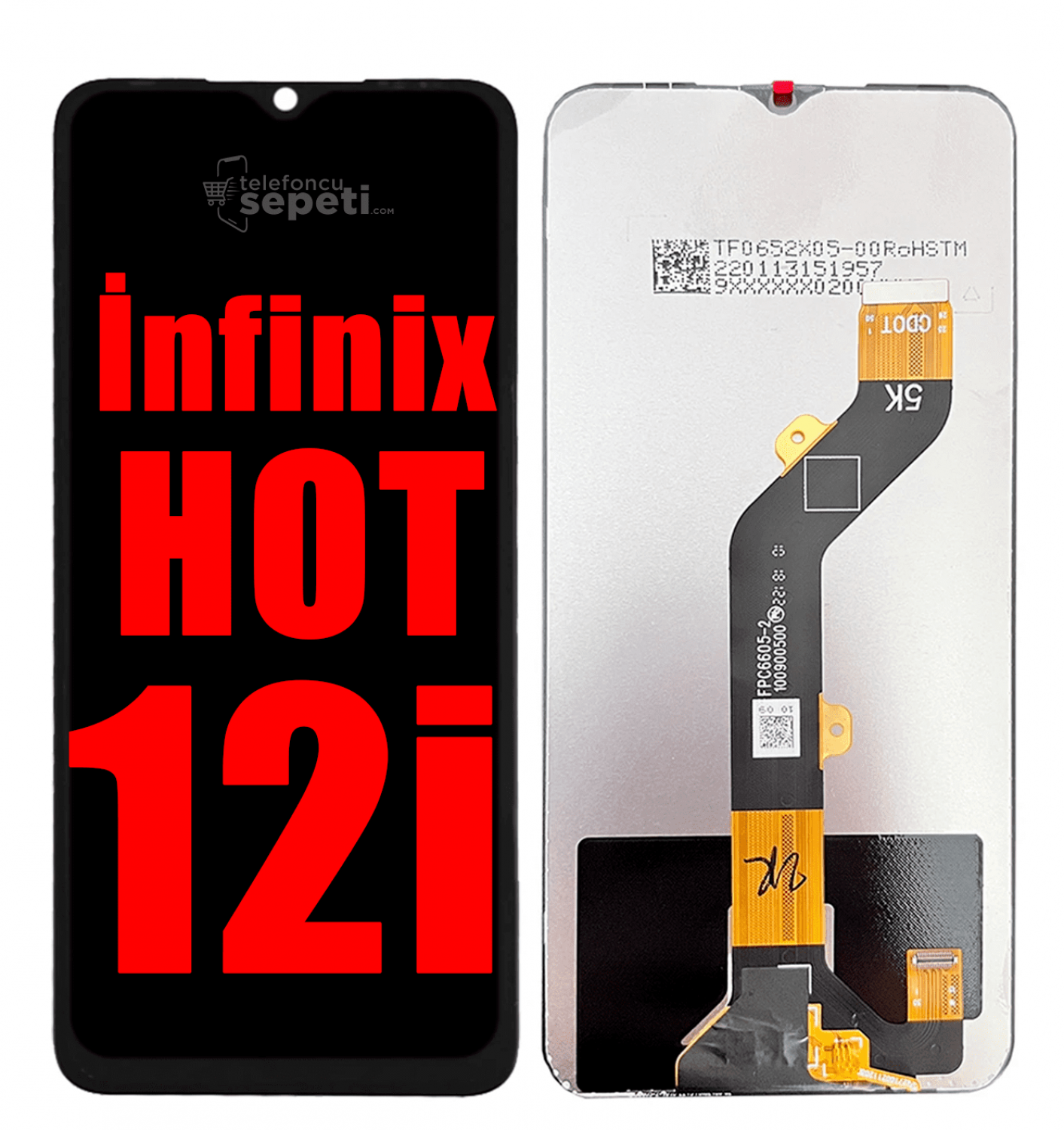 İnfinix Hot 12i Ekran Dokunmatik Siyah Çıtasız Orjinal