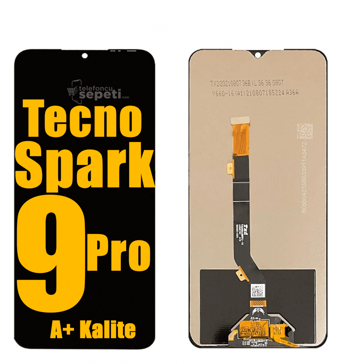 Tecno Spark 9 Pro Ekran Dokunmatik Siyah Çıtasız A Plus Kalite