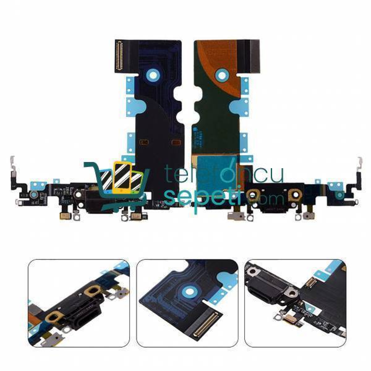 iPhone 8 Şarj Soketli Mikrofon Filmi Siyah