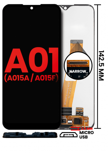 Samsung Galaxy A01 A015 Ekran Dokunmatik Siyah Çıtasız %100 Orijinal  F 'Versiyon'