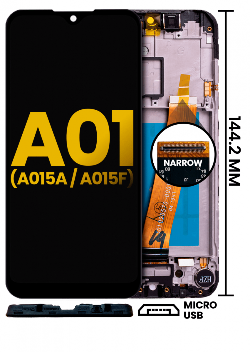 Samsung Galaxy A01 A015 Ekran Dokunmatik Siyah Çıtalı Orjinal F 'Versiyon'