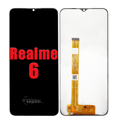 Oppo Realme 6 Ekran Dokunmatik Siyah Çıtasız %100 Orijinal 