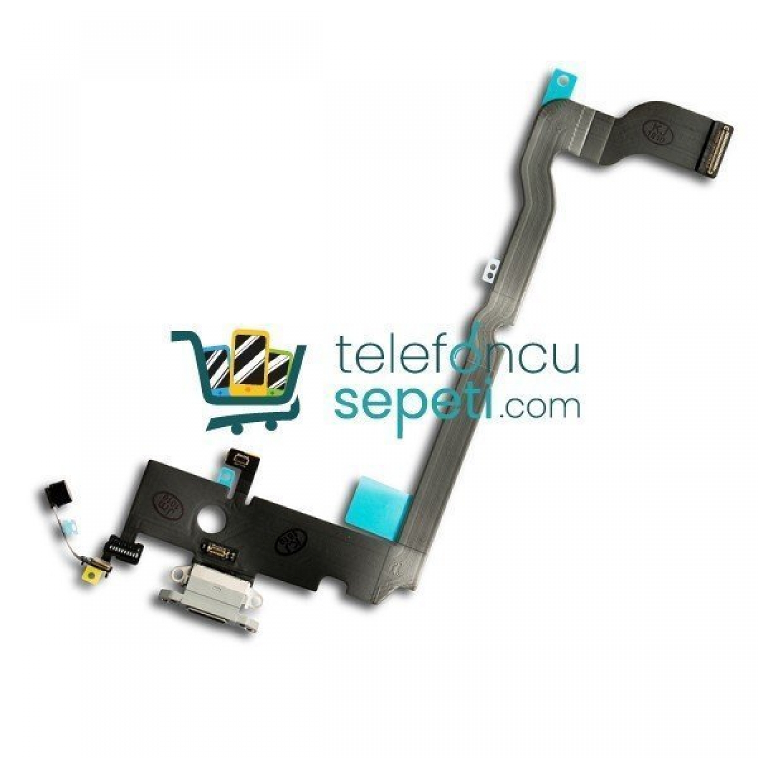 iPhone XS Max Şarj Soketli Mikrofon Filmi Beyaz Orjinal Servis