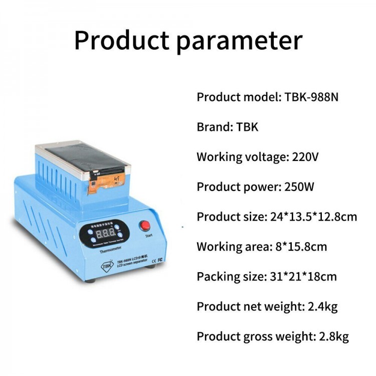 TBK-988N 7inç 2in1 Vakumlu Seperatör Makinası
