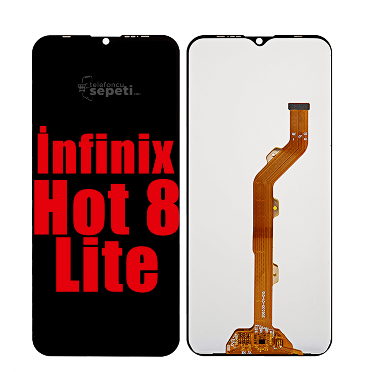 Infinix Hot 8 Lite Ekran Dokunmatik Siyah Çıtasız Orjinal