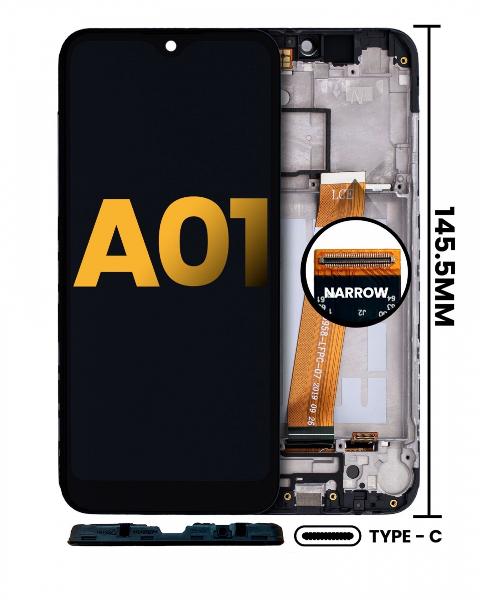 Samsung Galaxy A01 A015 Ekran Dokunmatik Siyah Çıtalı Orjinal M 'Versiyon'