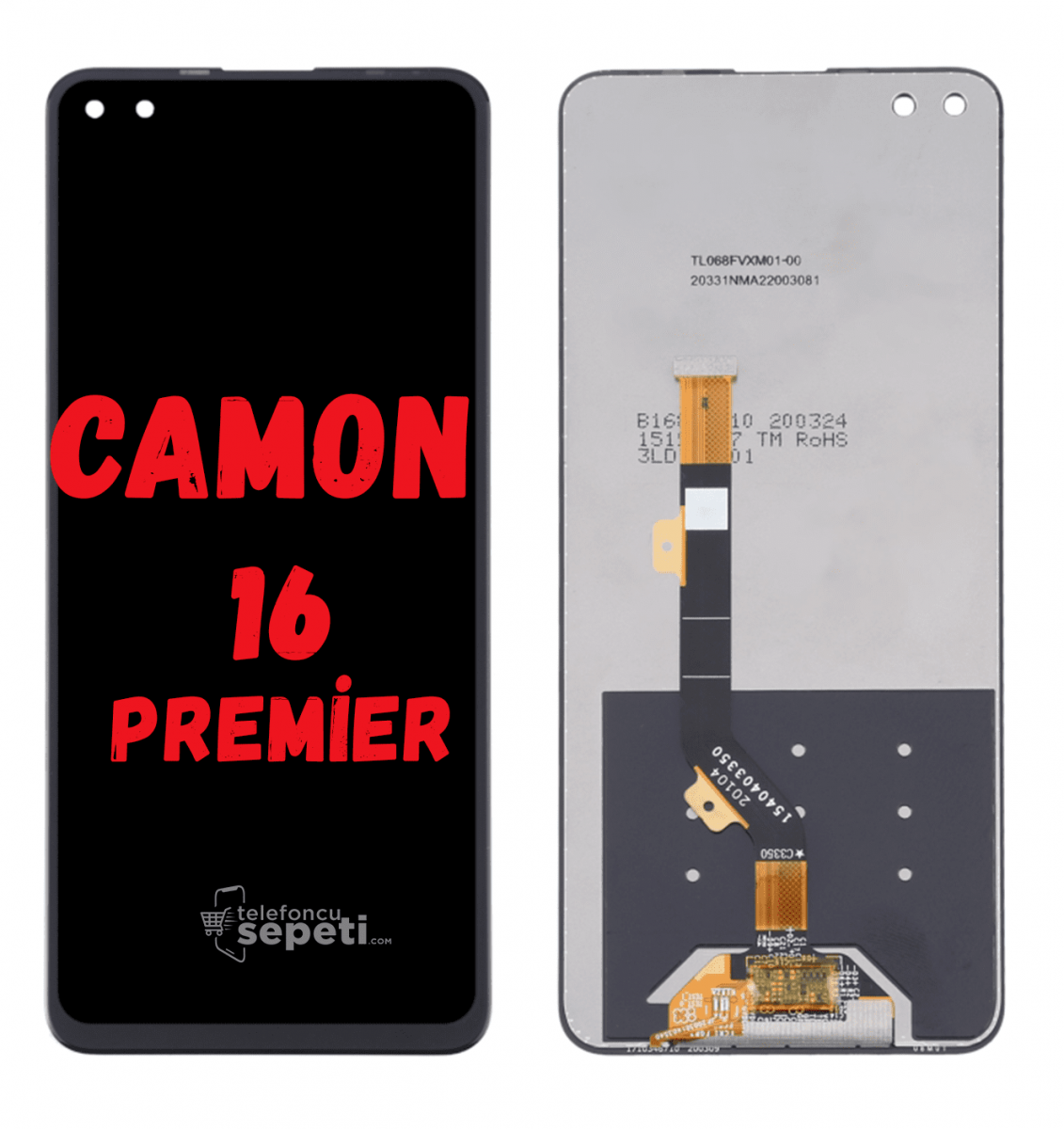 Tecno Camon 16 Premier Ekran Dokunmatik Siyah Çıtasız Orijinal