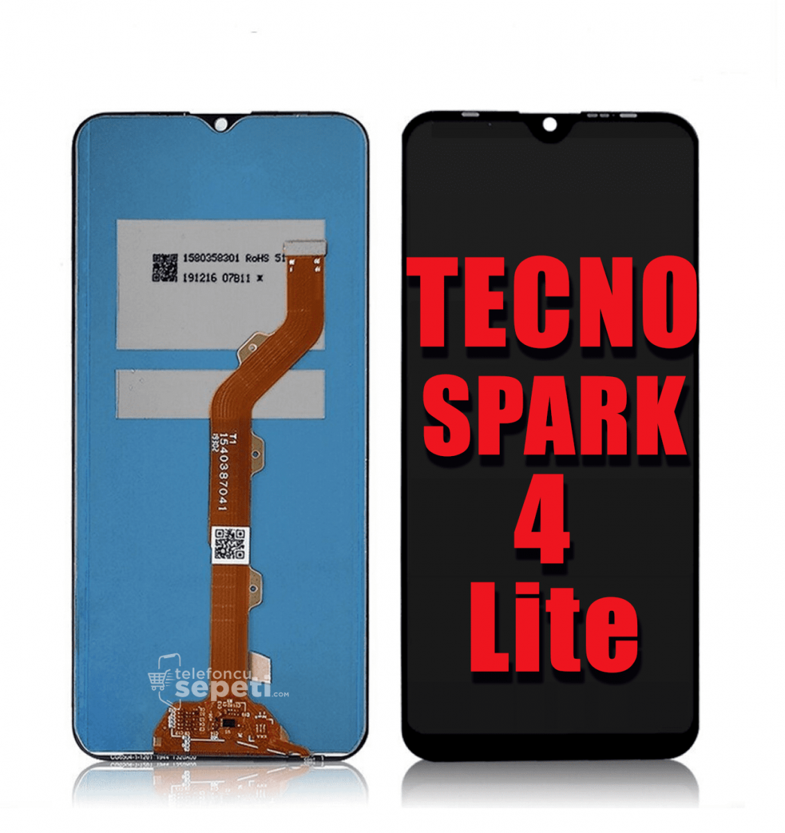 Tecno Spark 4 Lite Ekran Dokunmatik Siyah Çıtasız A Plus Kalite