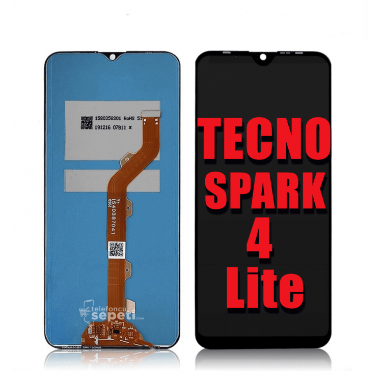 Tecno Spark 4 Lite Ekran Dokunmatik Siyah Çıtasız A Plus Kalite