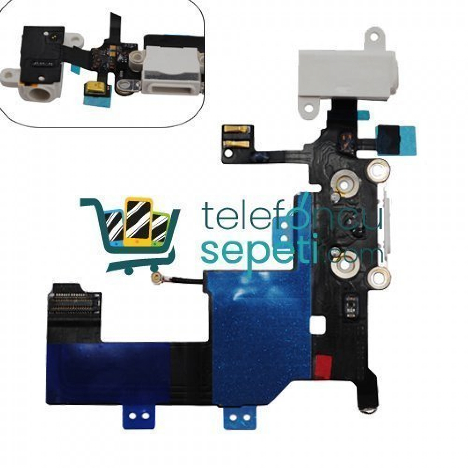 iPhone 5 Kulaklık Soketli Şarj Soketli Film Beyaz