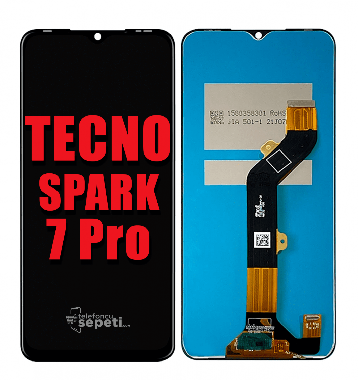 Tecno Spark 7 Pro Ekran Dokunmatik Siyah Çıtasız %100 Orijinal