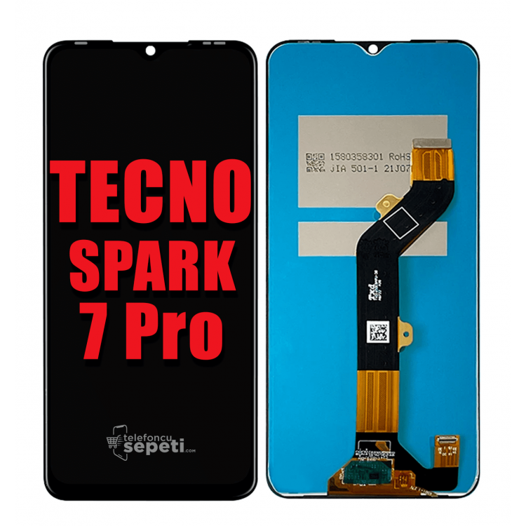 Tecno Spark 7 Pro Ekran Dokunmatik Siyah Çıtasız Orijinal