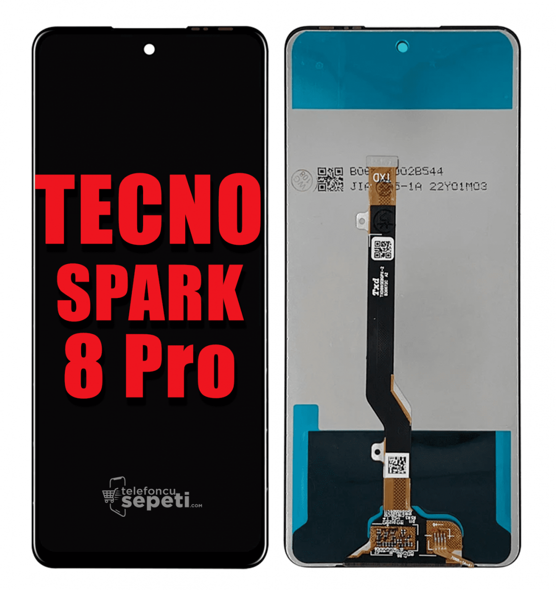 Tecno Spark 8 Pro Ekran Dokunmatik Siyah Çıtasız Orijinal