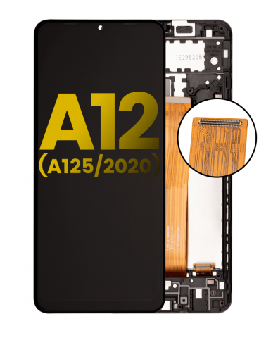 Samsung Galaxy A12 A125 Ekran Dokunmatik Siyah Çıtalı %100 Orijinal