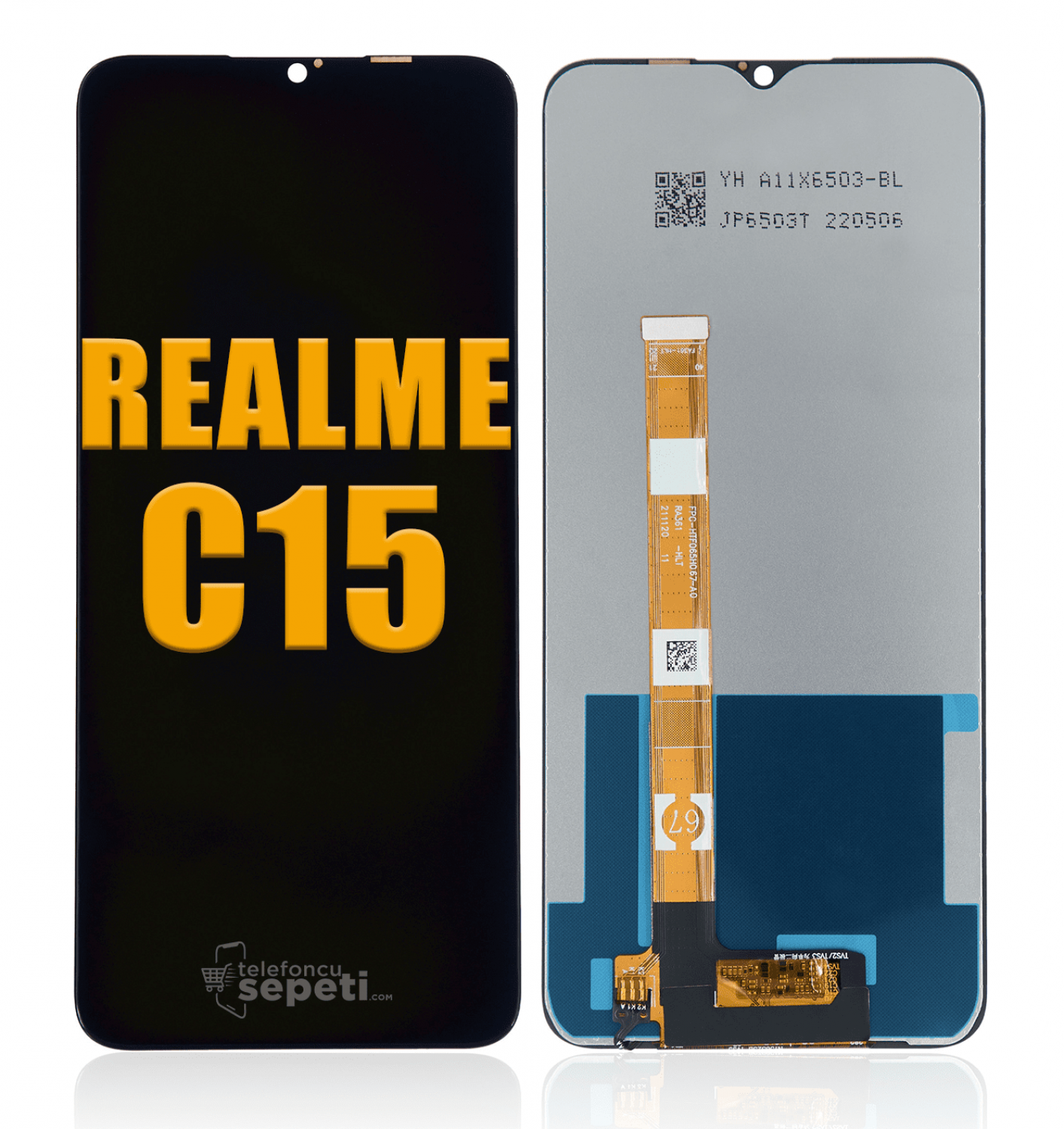 Realme C15 Ekran Dokunmatik Siyah Çıtasız A Plus Kalite