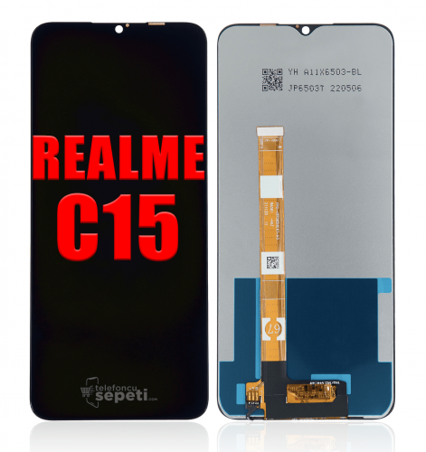 Realme C15 Ekran Dokunmatik Siyah Çıtasız %100 Orijinal 