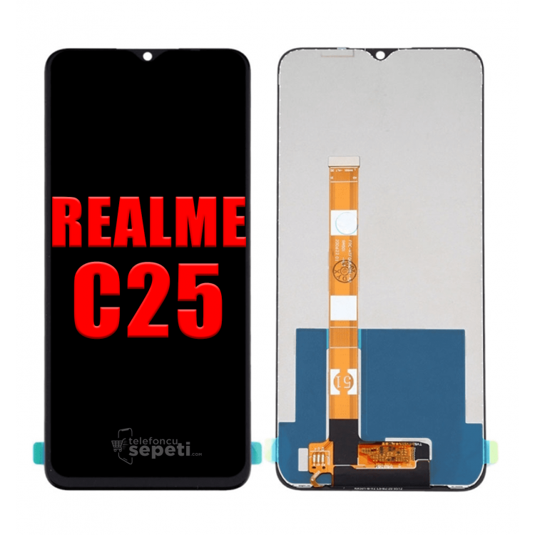 Realme C25 Ekran Dokunmatik Siyah Çıtasız A Plus Kalite