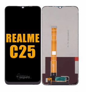 Realme C25 Ekran Dokunmatik Siyah Çıtasız %100 Orijinal