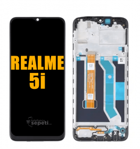 Realme 5i Ekran Dokunmatik Siyah Çıtalı A Plus Kalite