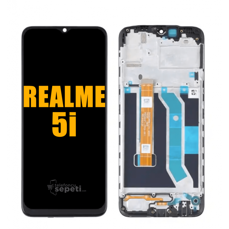 Realme 5i Ekran Dokunmatik Siyah Çıtalı A Plus Kalite