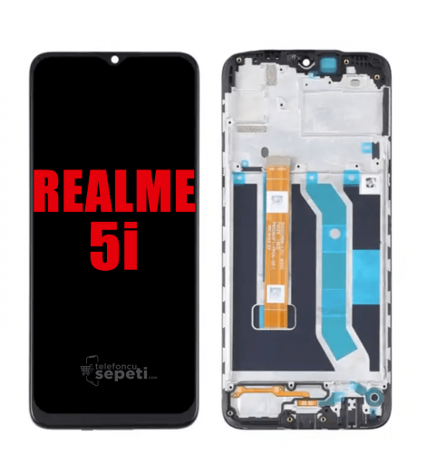 Realme 5i Ekran Dokunmatik Siyah Çıtalı %100 Orijinal 