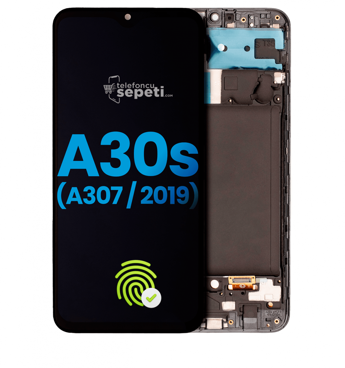 Samsung Galaxy A30s A307 Ekran Dokunmatik Siyah Çıtalı %100 Oled
